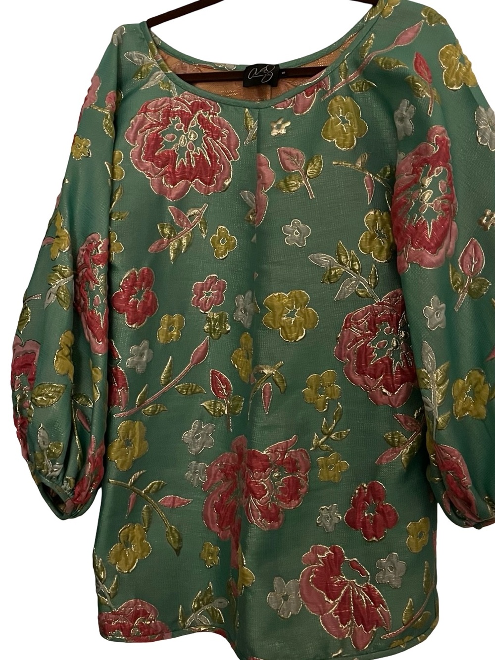 Arianne Elmy’s “Good Luck” Embroidered Midi Dress with Pink and Green Flowers - Picture 2 of 9